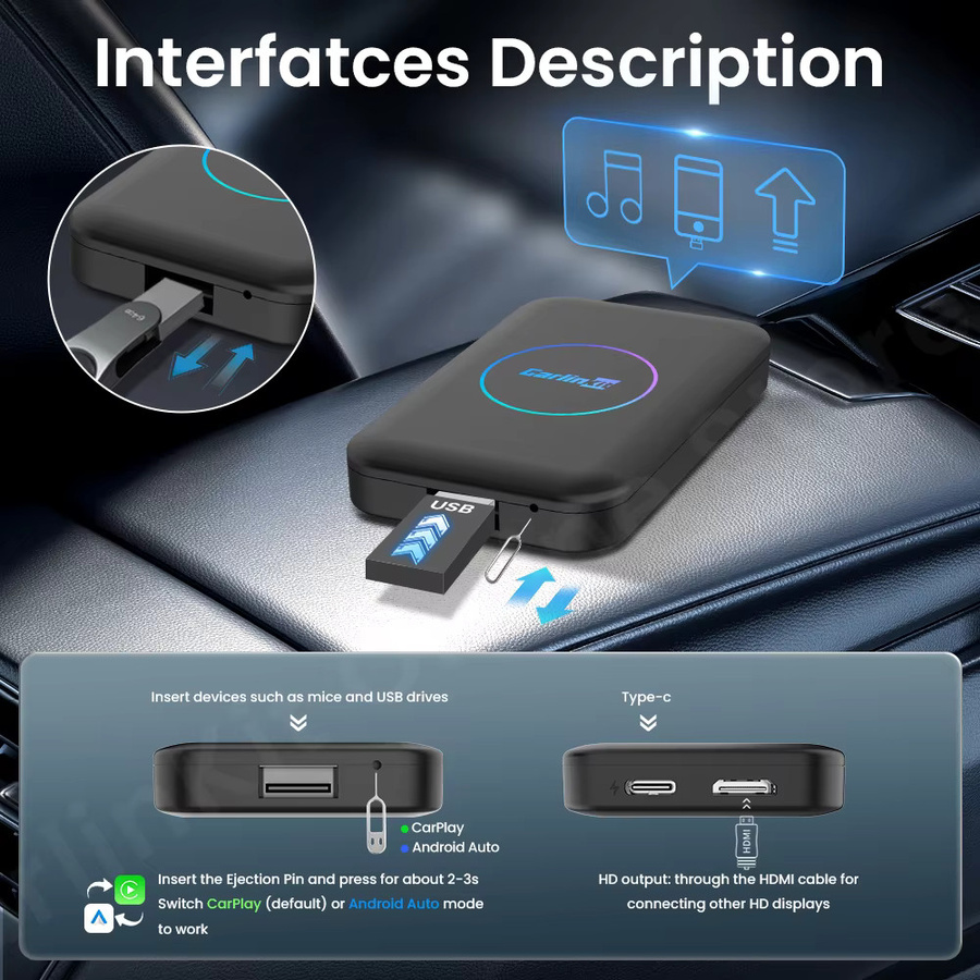 CarlinKit Android TV Box Lite Media Streamer mit HDMI, CarPlay und Android Auto Wireless Adapter in Schwarz - Bild 5