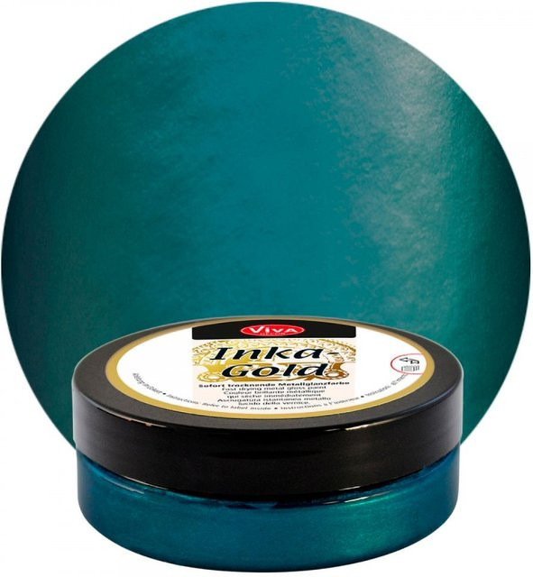 Viva Decor Inka Gold Strukturfarbe in Petrol und Gold mit Glanz-Effekt - Bild 1