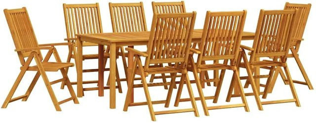 vidaXL 9-teilige Garten-Essgruppe aus Massivholz Akazie in Braun, klappbar und rustikal - Bild 1