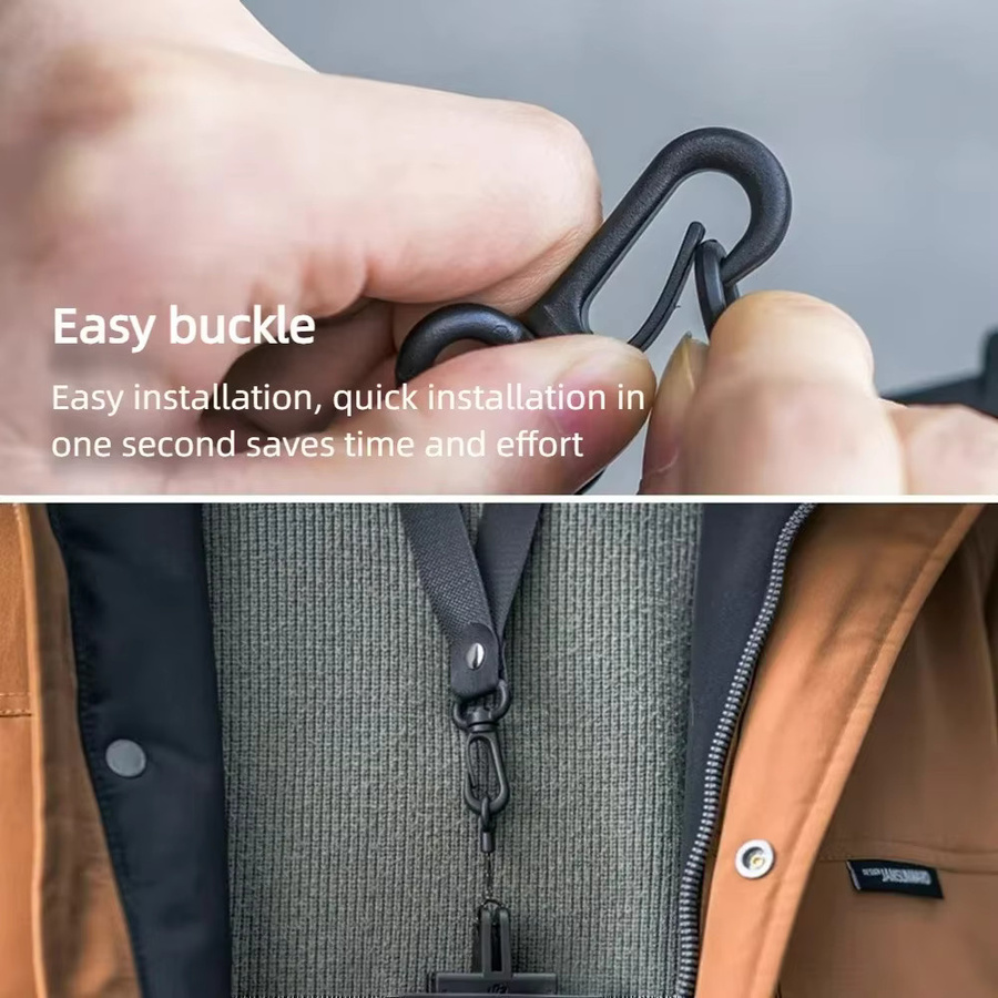 Coogens Quick Release Neck Strap Anti-Verlust Seil für DJI Action 5/4/3, GoPro 13/12/11/10 und Insta360 Sportkameras, Schwarz - Bild 3