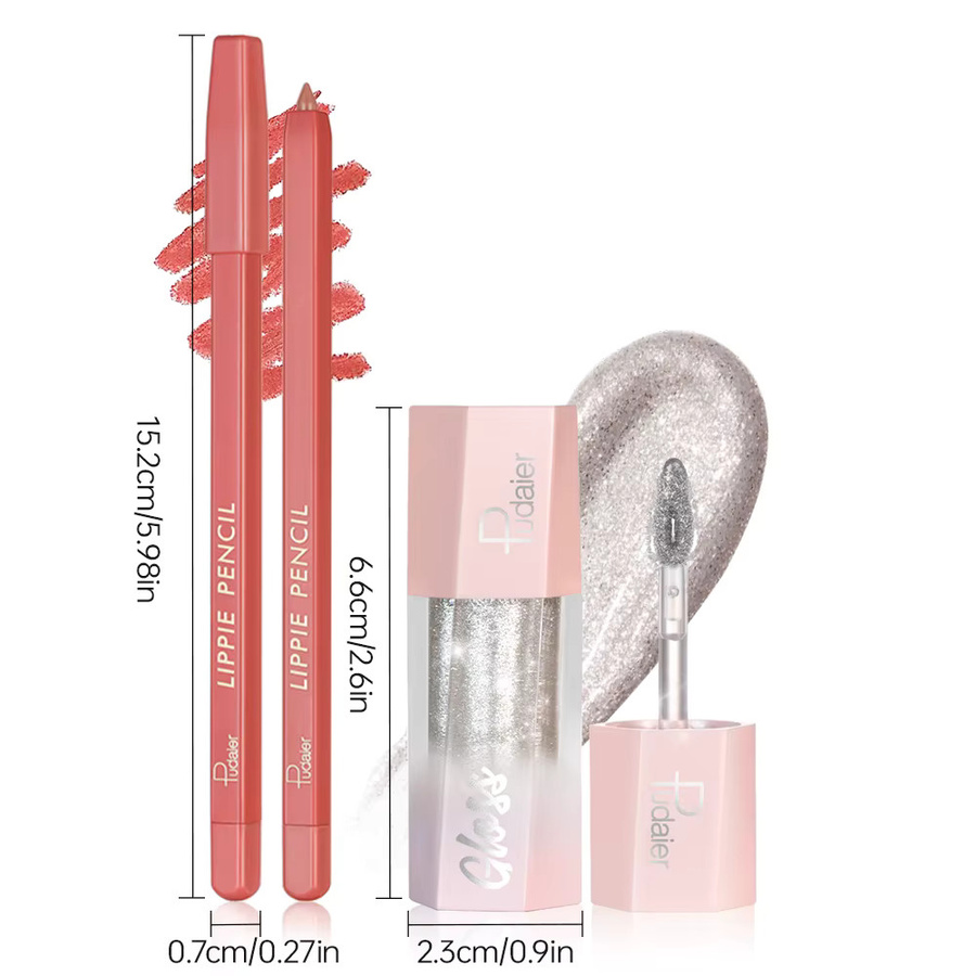 Lipliner & Schimmer-Lipgloss-Set, Lippen-Make-up-Kit - Bild 3