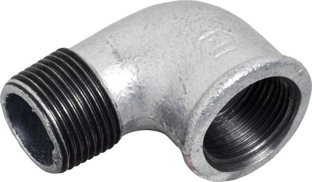LUX-TOOLS Winkel 90 Grad mit IG/AG 30,3 mm (Rp 1) x 33,3 mm (R 1) aus verzinktem Kunststoff in Silber - Bild 1