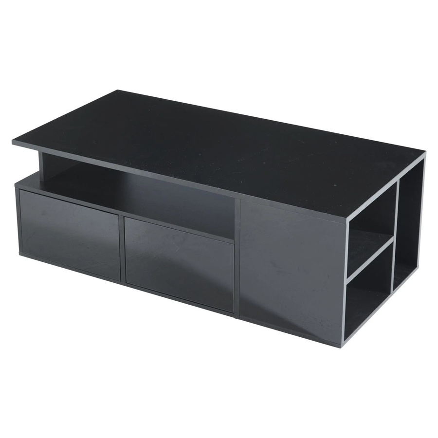okwish Wohnzimmertisch mit LED und 2 Schubladen in Schwarz, B/T: 100 x 50 cm - Bild 2