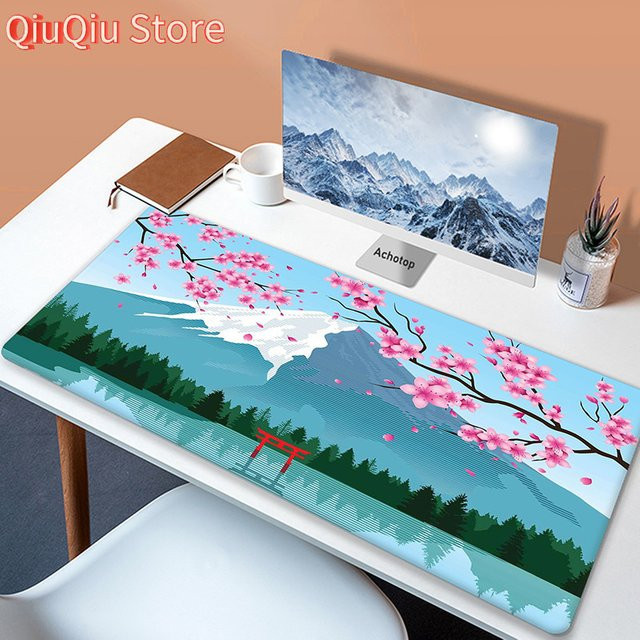 Potdemiel XXL Mauspad mit japanischer Schreinlandschaft, Schreibtischunterlage Multicolor, B/T: 90 x 40 cm - Bild 1