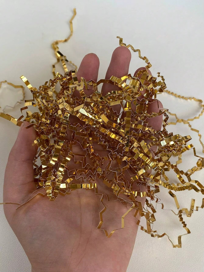 Buntes Crinkle Paper aus Raffia als Geschenkfüllmaterial für Candy Boxes und Hochzeitsverpackungen, Gold und Mehrfarbig, 200g-500g - Bild 4