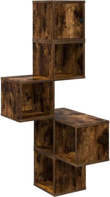 vidaXL Wand-Eckregal in Raucheiche, modernes Eckregal aus Holzwerkstoff für Wohnzimmer, Küche oder Home-Office, B/T/H: 48 x 48 x 120 cm - Bild 1