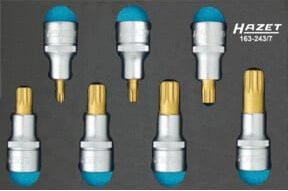 Hazet Schraubendreher-Steckschlüsseleinsatz-Satz XZN 163-243/7, Vierkant hohl 12,5 mm (1/2 Zoll), Vielzahn Profil M6 - M18, 7-teilig, silber - Bild 1