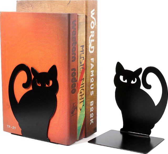 Schwarze Katze Buchstützen aus Eisen für dein Regal oder deinen Schreibtisch - Bild 1