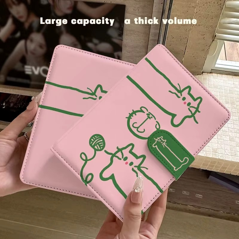 Notizbuch im koreanischen Stil mit niedlicher Katze, A6, Pink, PU-Einband mit Magnetverschluss und linierten Seiten - Bild 3