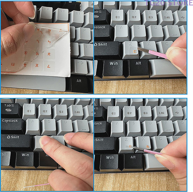 Universal transparente Gravur-Aufkleber zum Abreißen für Laptop-Tastaturen und Desktop-Keyboards in Weiß und Transparent - Bild 1