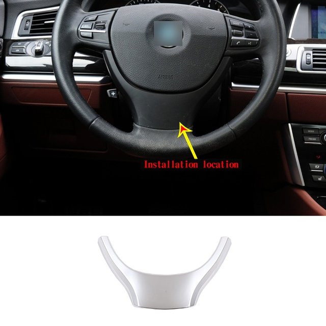 Suetlcoity Lenkrad Dekoration Abdeckung aus ABS Carbon Faser und Silber für BMW 5er GT F07 F10 F11 2011-2017 in Schwarz und Silber - Bild 1