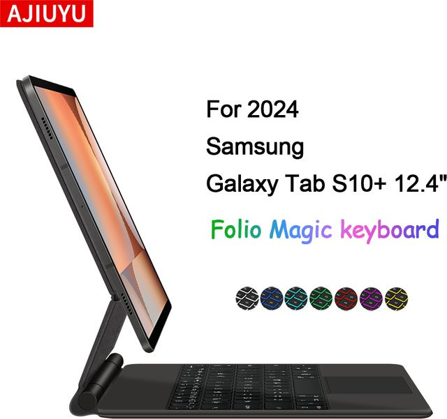 AJIUYU Magic Keyboard Folio für Samsung Galaxy Tab S10 Plus 12,4 Zoll, Magnetische Tastaturhülle mit Touchpad in Schwarz - Bild 1
