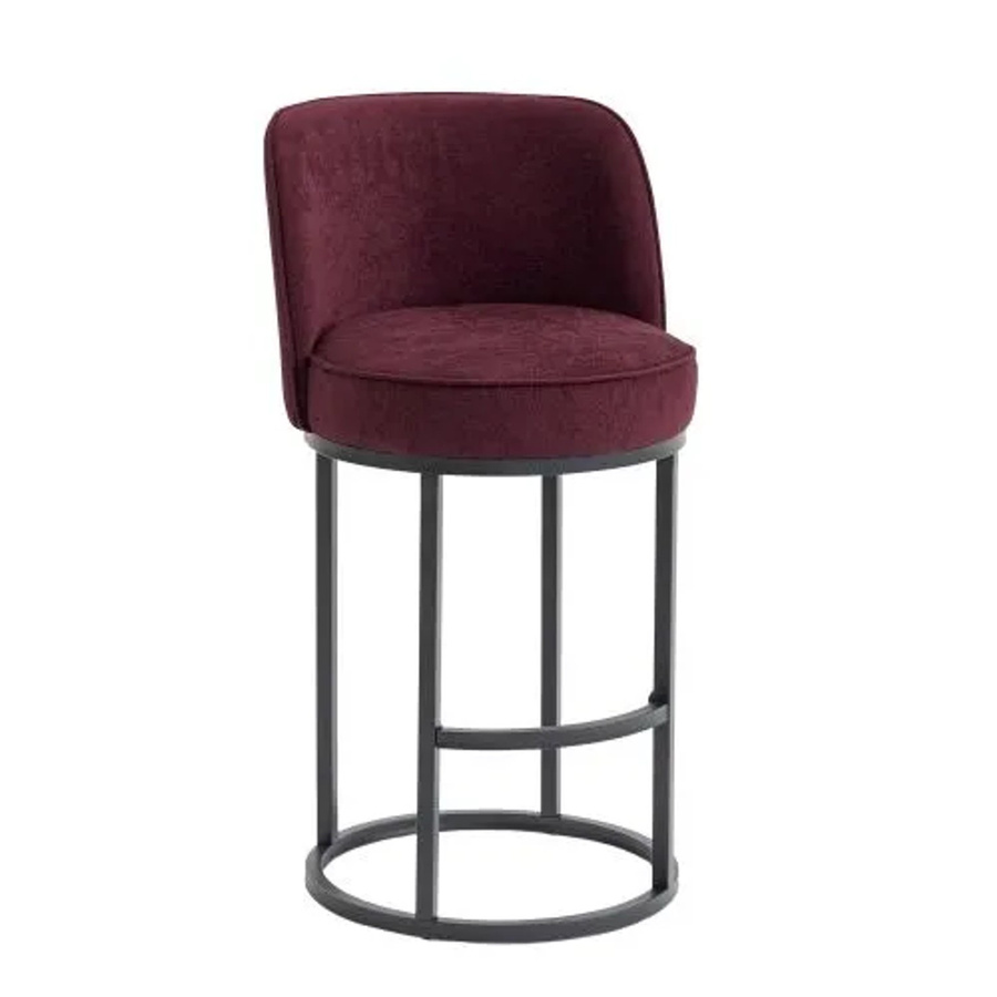 PXloue Barstuhl 2er Set in Rot mit Rückenlehne und Armlehnen aus Leinen und Eisen für Küche und Essbereich B/T/H: 43,0 x 42,5 x 88,5 cm - Bild 2
