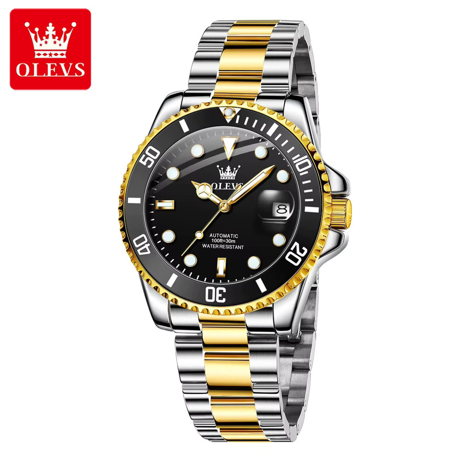 OLEVS Automatik-Armbanduhr, Edelstahl, Herren, Schwarz - Bild 7