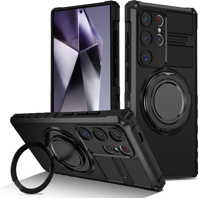 Stoßfeste drehbare Handyhülle für Samsung Galaxy S26 Ultra S25 S24 S23 S22 Plus S21 FE mit MagSafe kabellosem Laden in Schwarz - Bild 1