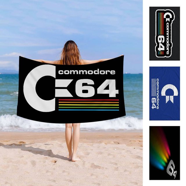 Potdemiel C-Commodore 64 Logo Strandtuch aus Mikrofaser und Baumwolle, bunt, schnell trocknend und sandfrei - Bild 1