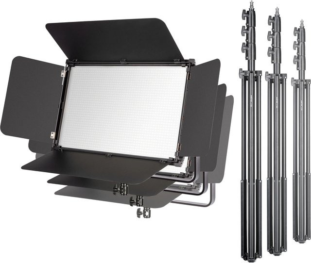 Walimex Pro 3X Led Niova 150-F Pro Flächenleuchte mit Stativ in Schwarz - Bild 1