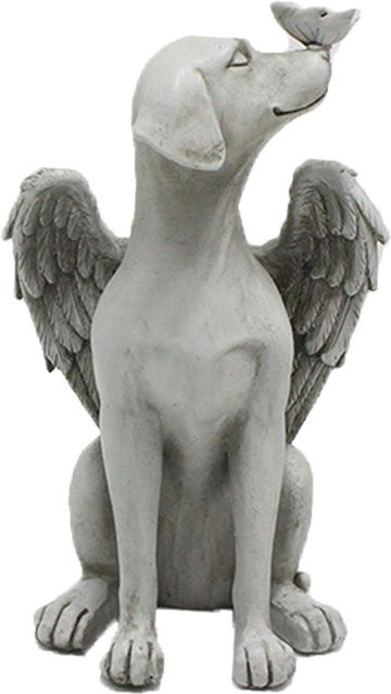 Engel Hund Denkmal Statue von mfySpace in Grau, handgeschnitzte Kunstharz-Gedenksteine für deinen Garten - Bild 1