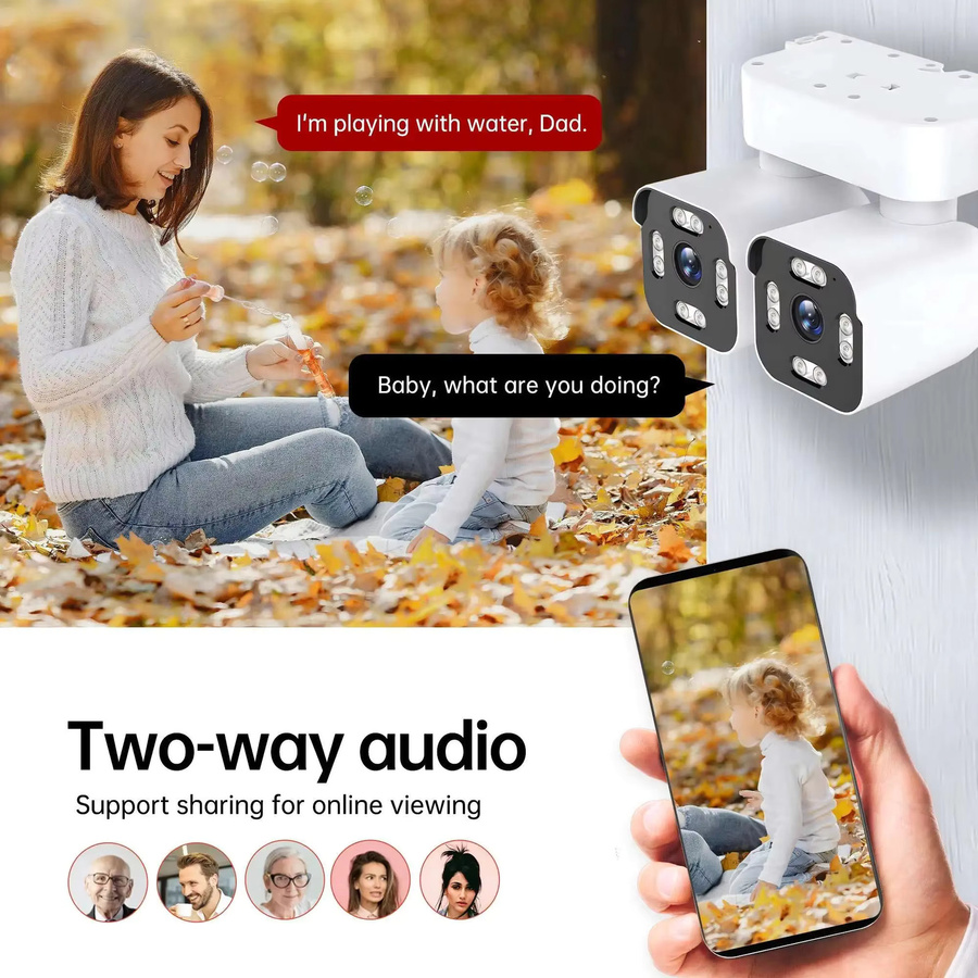 ICam365 5K 10MP WLAN IP-Kamera für Außenbereich in Weiß mit Doppellinse, Doppelbildschirm, Menschenerkennung und Audio zur CCTV-Überwachung - Bild 3