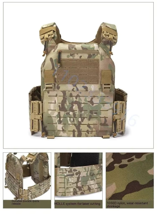 AnruiGe PROTECT Taktische Kampfweste 6094 in Schwarz, leichte lasergeschnittene Schutzweste mit abnehmbarer Ausrüstung - Bild 2