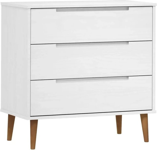 vidaXL Schubladenschrank MOLDE in Weiß aus Massivholz Kiefer im skandinavischen Stil, B/T/H: 80 x 40 x 80 cm - Bild 1