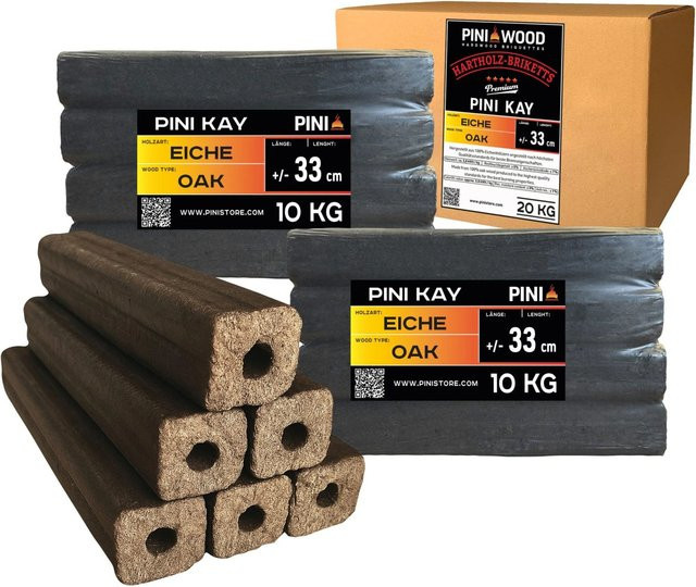 PINI Kay Eichenholzbriketts mit Zugloch, 20 kg - Bild 1