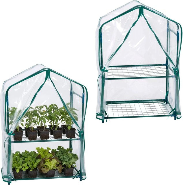 Relaxdays Balkongewächshaus aus Stahl und PVC, 2er Pack, Grün Transparent, B: 59 cm, T: 39 cm, H: 95 cm - Bild 1