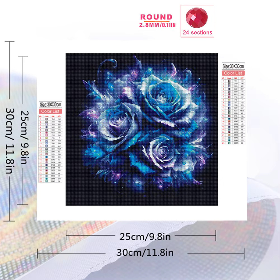Evershine Diamant Mosaik Rose Blume, DIY Muster, Bunt / Mehrfarbig - Bild 2