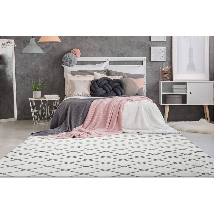 360Living Teppich Vivica in Weiß und Anthrazit mit grafischem Retro-Muster aus Baumwolle, Breite: 160 cm, Länge: 230 cm - Bild 2