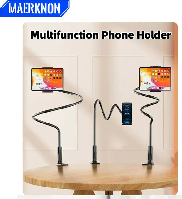 Maerknon Universal Handy Halter Multifunktions Handy Clip mit einstellbarem langen Arm für Bett und Desktop in Schwarz - Bild 1