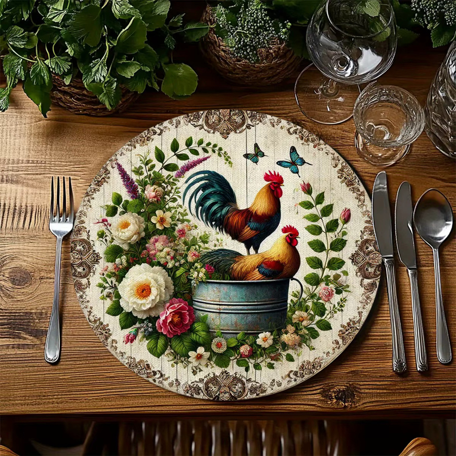 VIKAMA 4-teiliges Tischset-Set mit Blumenmuster im Landhausstil - Bild 3