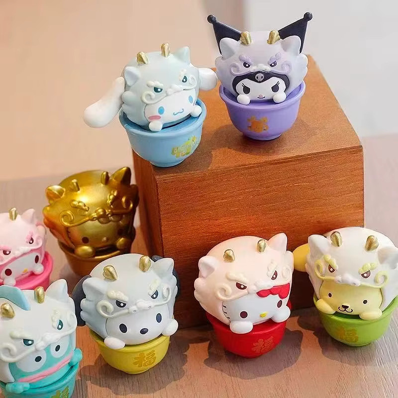 Sanrio Meiletipa Cha Dog Kt Cat Zhaofu Dragon Brocade Serie, Blind Box Puppe, Einzelfigur - Bild 2