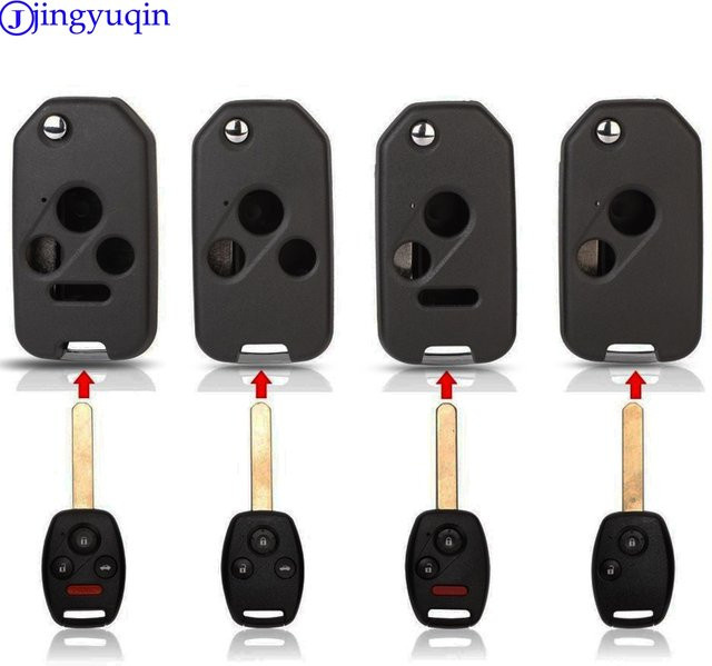 Jingyuqin 10er Set Faltbare 3-Tasten Remote-Schlüsselhülle für Honda Accord Insight CRV Civic Odyssey Pilot Ridgeline in Schwarz - Bild 1