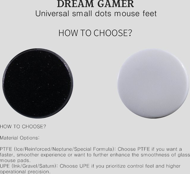 Dream Gamer Universal DIY Kleine Punkte Mausfüße Skates aus PTFE UPE für Stoff- und Glas-Mauspads zur Geschwindigkeitskontrolle - Bild 1