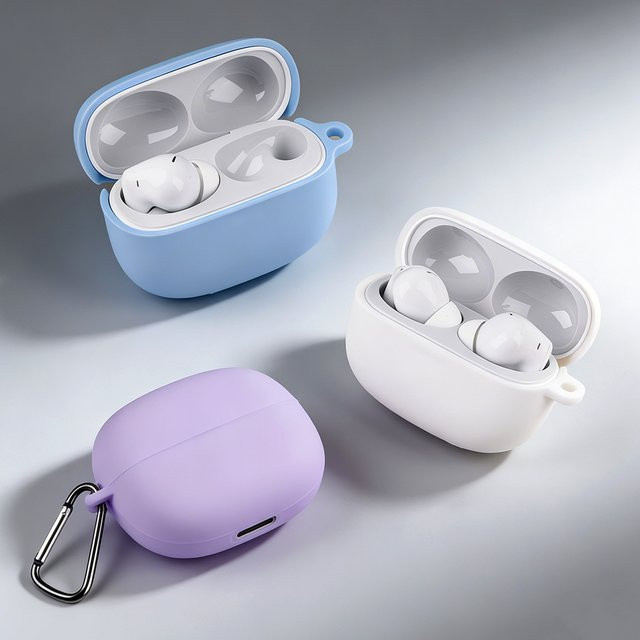 Weiche Silikon-Kopfhörerhülle für Xiaomi Buds 8 Pro und Buds 6 Pro in Lila mit Metallschnalle - Bild 1