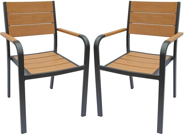 Vente-unique Gartenstuhl Nyros aus Aluminium in Anthrazitgrau und Naturfarben Hell - Bild 1
