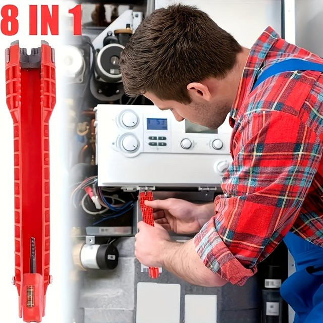Multifunktionales Installationswerkzeug für Waschbecken und Wasserhähne in Rot - Bild 1