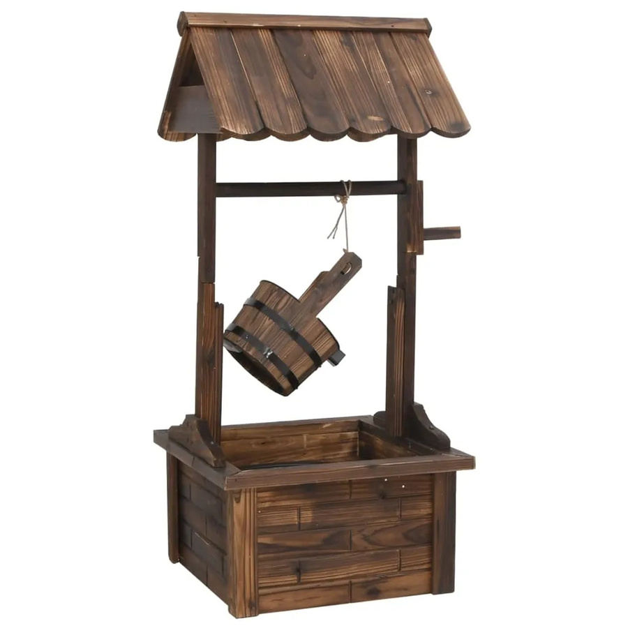 vidaXL Wunschbrunnen mit Pumpe aus Massivholz Tanne in Braun, H x B x T: 112 x 57 x 50 cm - Bild 2