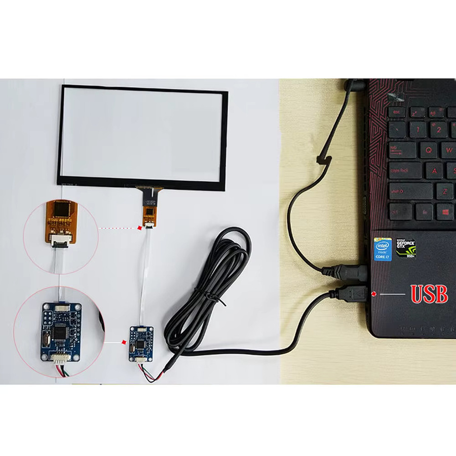 Heyman 7 Zoll Kapazitives Touchscreen Panel GT911 6Pin IIC Universal USB Digitizer Glas in Schwarz, Breite: 165 mm, Höhe: 100 mm - Bild 2