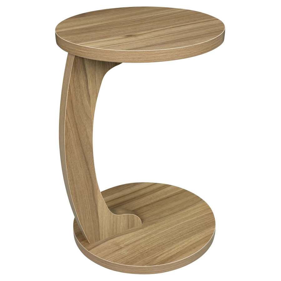 WOLTU C-förmiger Couchtisch in runder Form, moderner Beistelltisch aus MDF-Laminat für Wohnzimmer und Home-Office, erhältlich in Weiß oder Braun - Bild 2