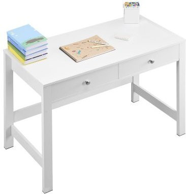 VEVOR Schreibtisch mit Schublade aus MDF in Weiß, moderner Arbeitstisch für Kinder und Büro, rechteckiger Schreibtisch aus Holz, B/T/H: 100 x 48 x 75,1 cm - Bild 1