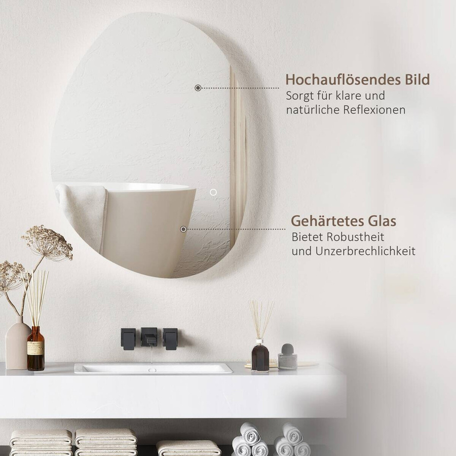 HOMCOM LED-Badspiegel silber, dimmbar mit Touch-Funktion, B/H/T: 50 x 70 x 5 cm - Bild 2