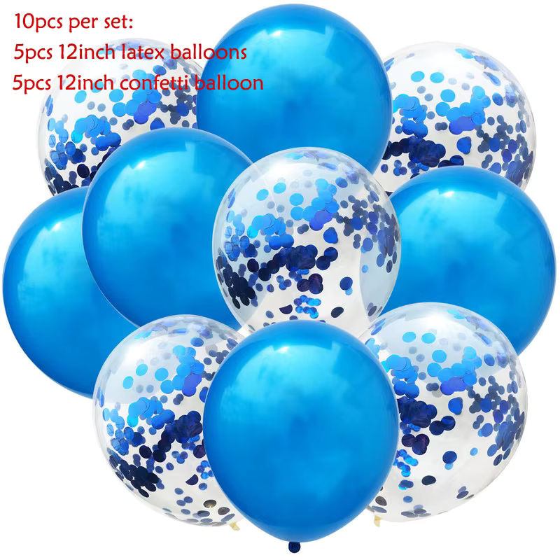 DAWN Konfetti Latexballons Set, 10 Stück, Blau und Roségold, 30,48 cm, ideal für Babyparty, Hochzeit oder Geburtstag - Bild 3