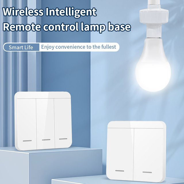 GGBEE RF433MHz Wireless E27 Lampensockel mit Bedienfeldschalter, Universal Fassung in Weiß - Bild 1