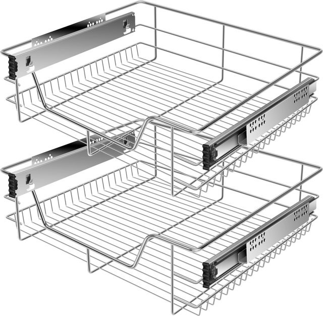 KESSER Teleskopschublade aus Edelstahl als Schubladeneinsatz für Küchenschränke, Farbe: Silber, Schrankbreite: 30-60 cm - Bild 1