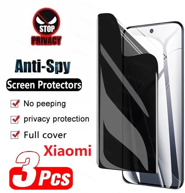 3er-Pack Xiaomi Hydrogel Displayschutzfolie für Mi 15 Ultra, 14 Pro, 13, 12, 11 Lite mit Privatsphäre-Funktion - Bild 1