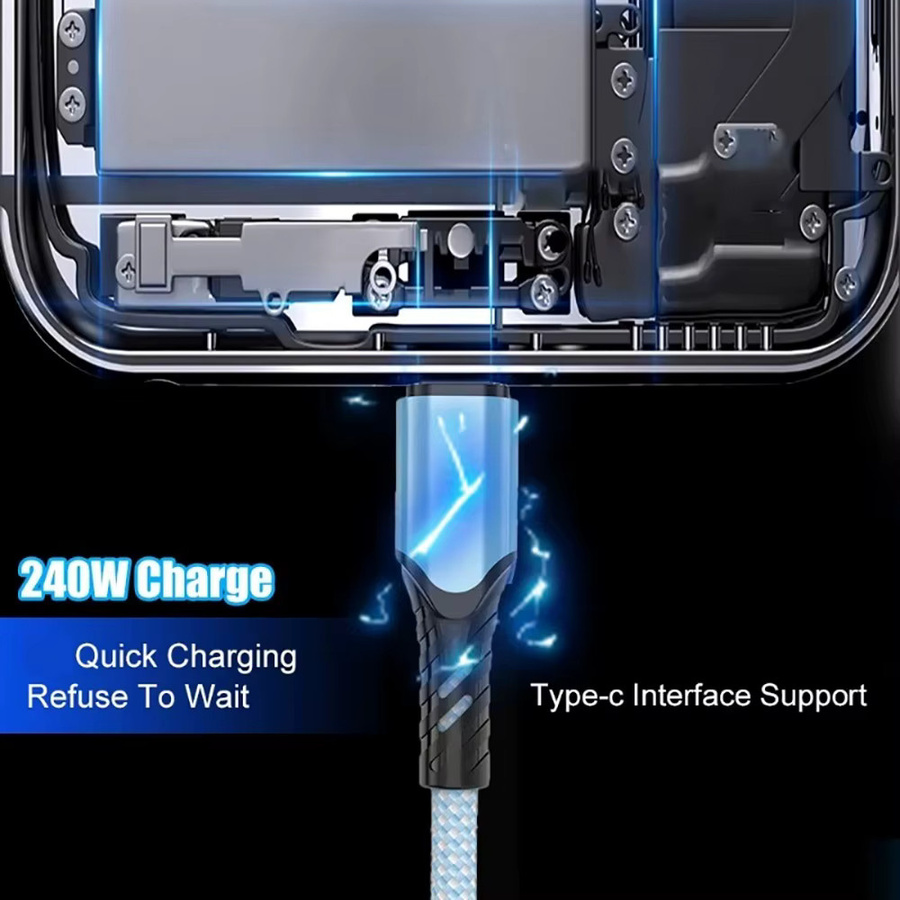 240W USB-C-Ladekabel für schnelles Laden und Datenübertragung in Blau - Bild 2