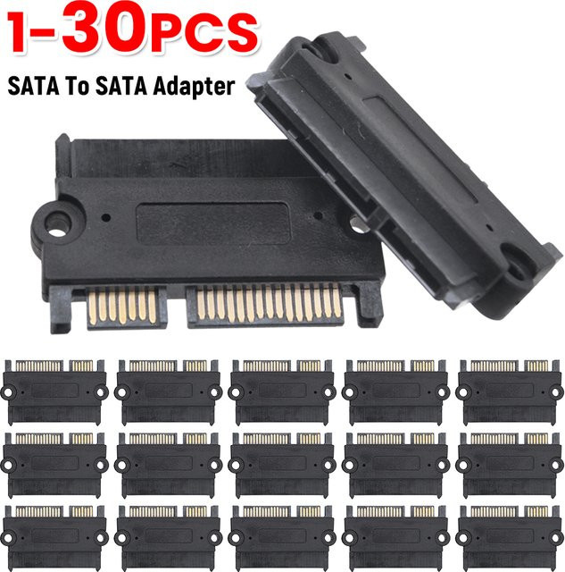 APWIKOGER SATA 22 Pin 7 + 15 Pin Stecker auf SATA 22 Pin 7 + 15 Pin Buchse Adapter in Schwarz - Bild 1