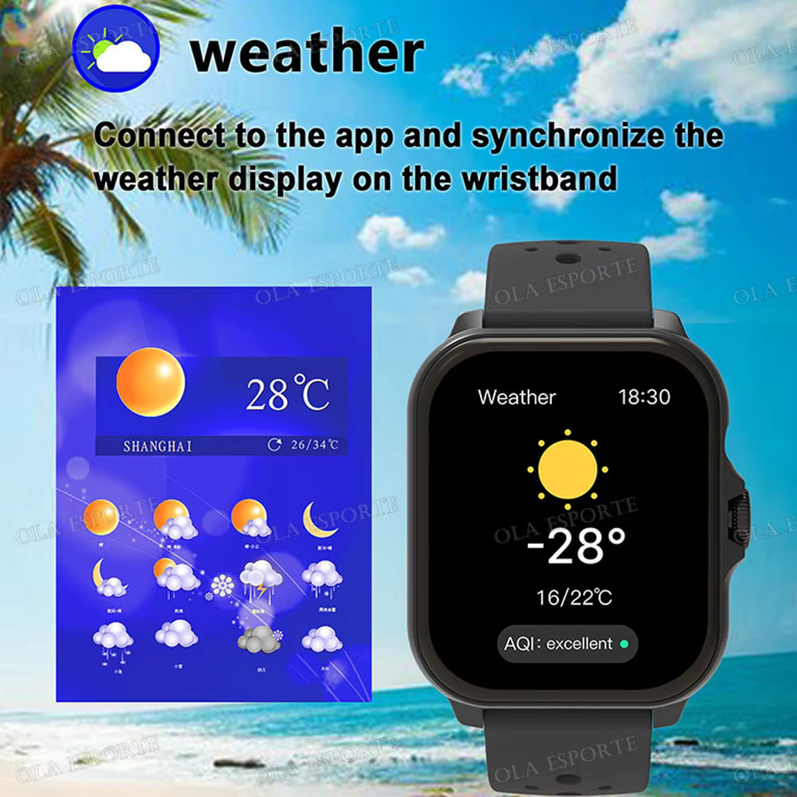 Ola Esporte Smartwatch, 1,83 Zoll, Blau, Silikon, Unisex - Bild 2