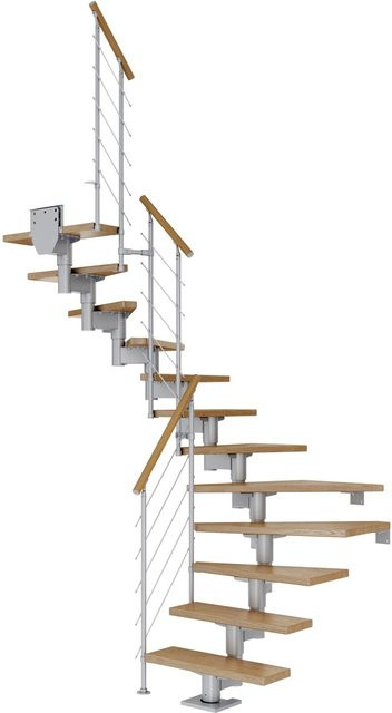 Dolle Mittelholmtreppe Cork Eiche Perlgrau, 1/2 gewendelt, Breite: 75 cm, Höhe: 292 cm - Bild 1